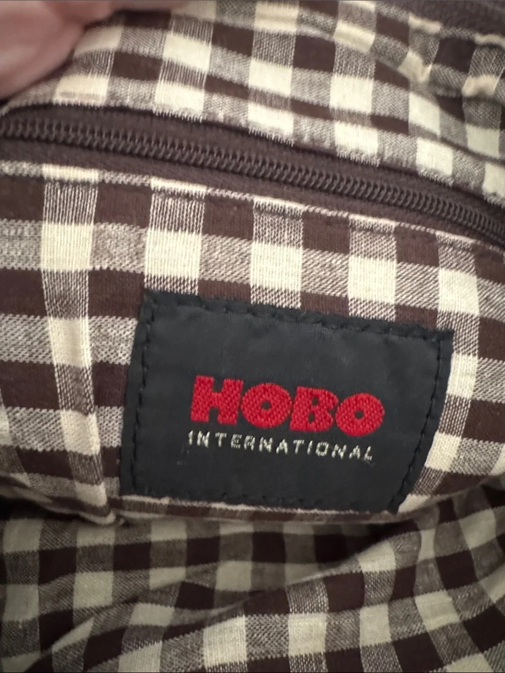 HOBO Brown Leather Fold-Over Clutch with Silver Ring Accent